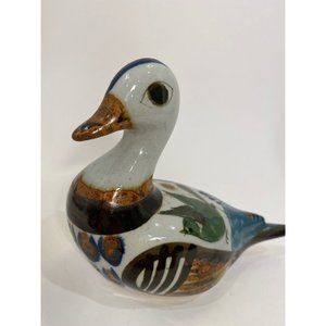 Signed Mateos Mexican Pottery Tonala Duck Painted Talavera Studio Pottery